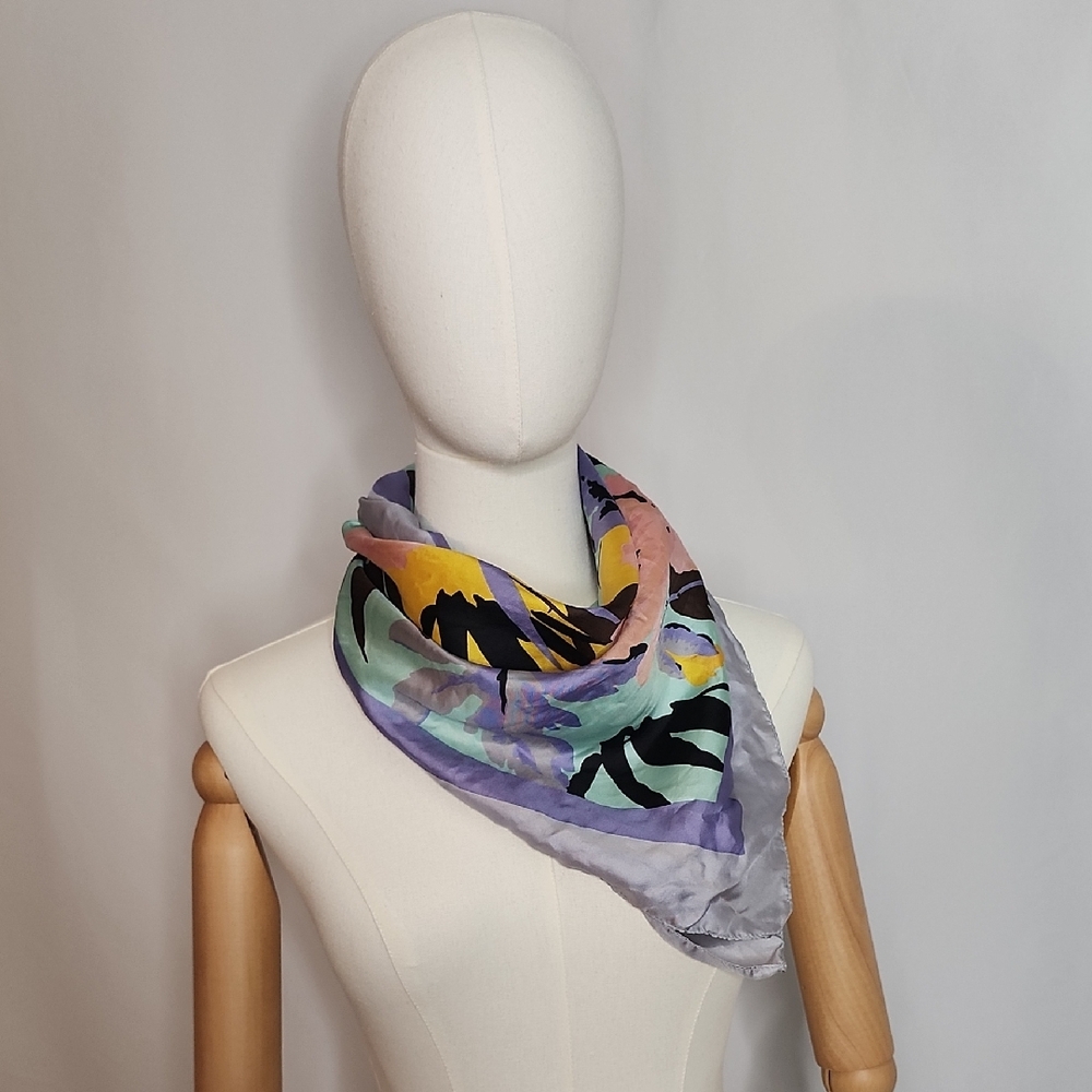 Liberty of London Artistic Scarf in Blue, Yellow, and Black Floral Design